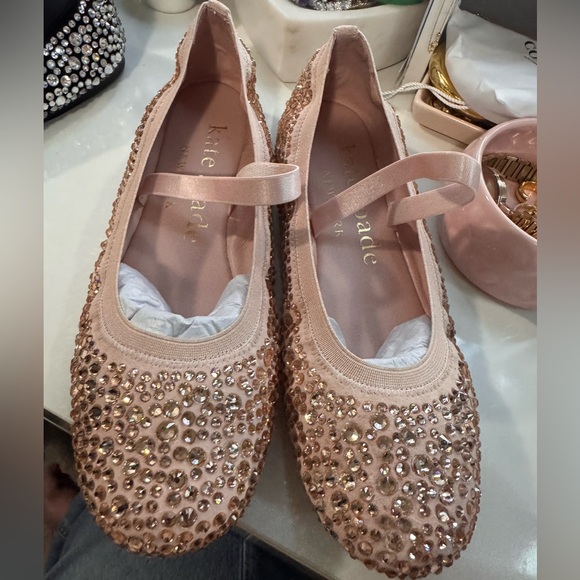 Kate Spade Violette Suede Embellished Flats Blush Mochi Pink 8.5 - Picture 10 of 10